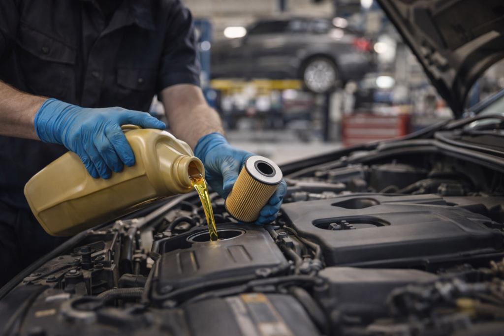 Oil change in action