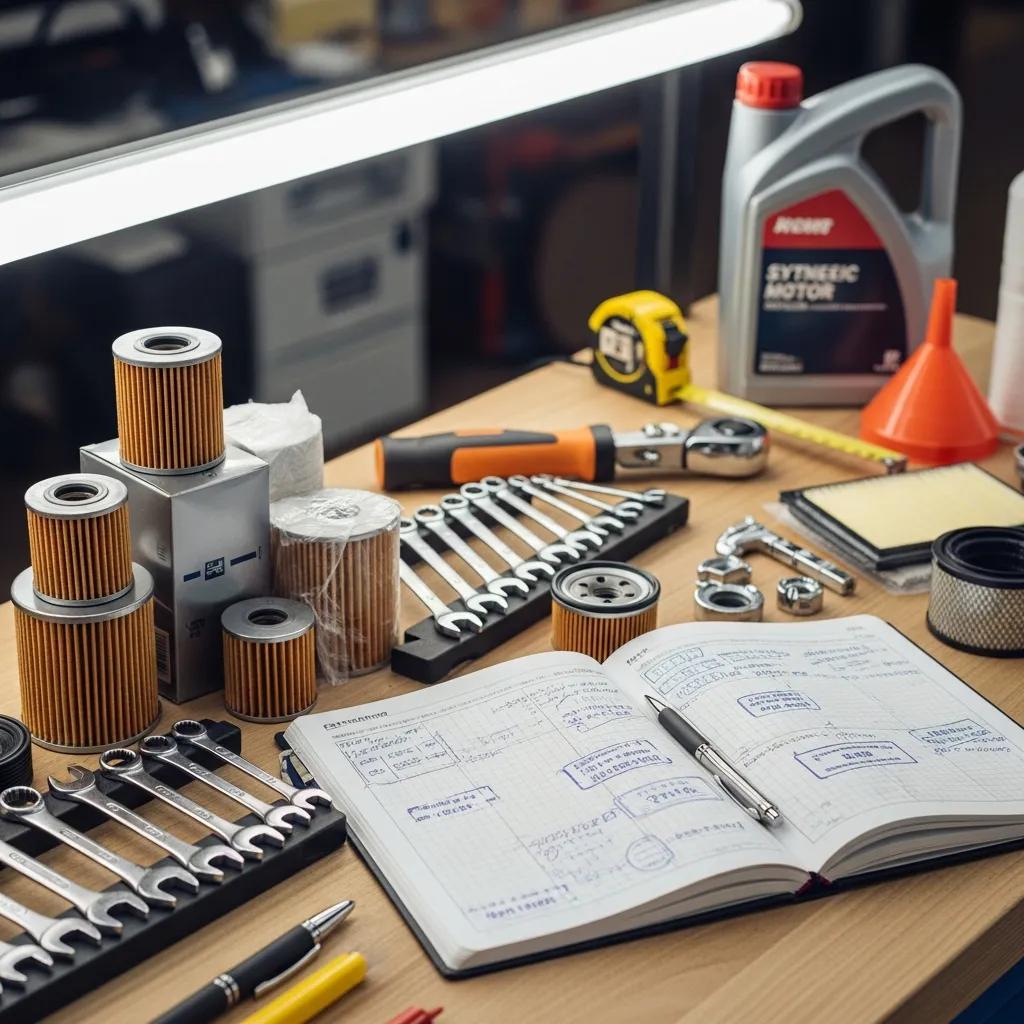 Tools and parts used during a logbook service